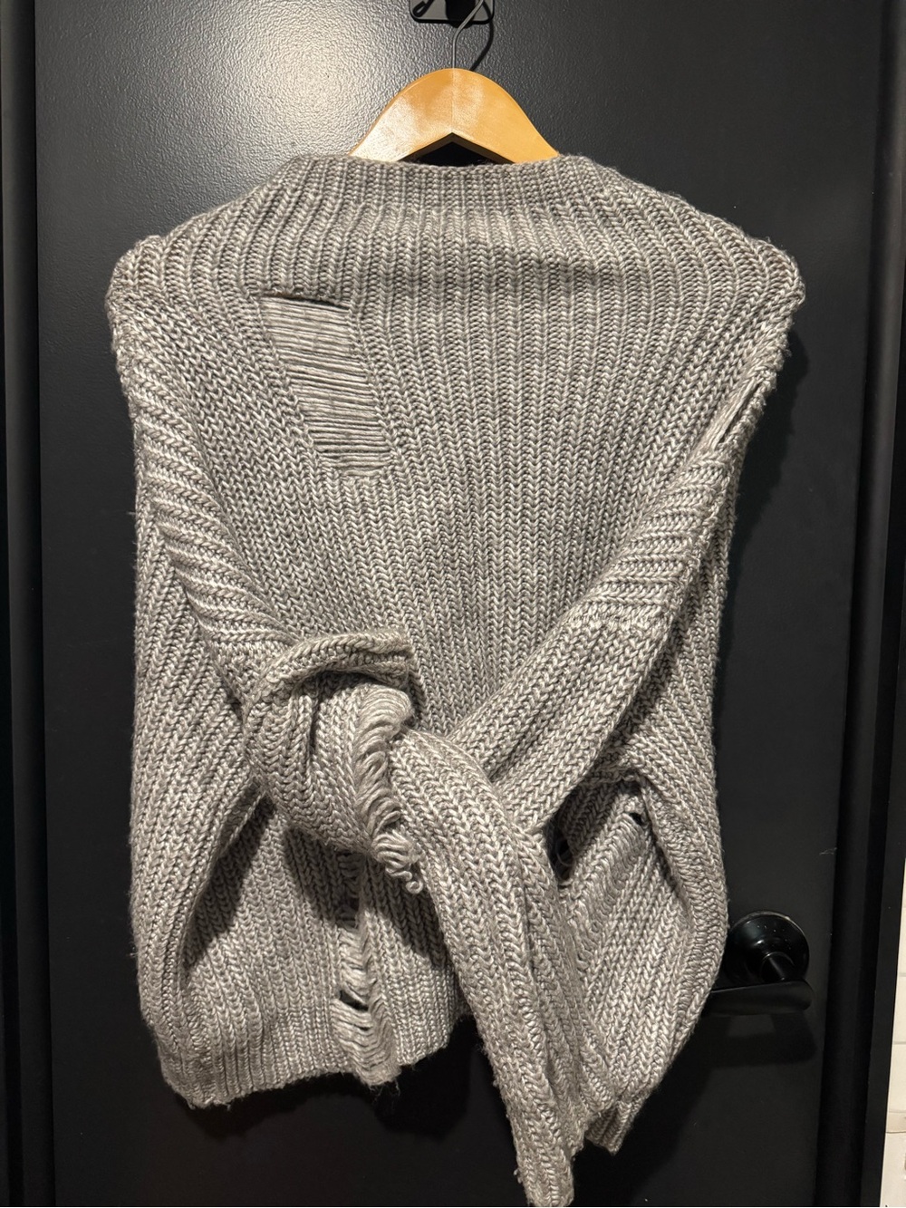 Lush Taupe Chunky Knit Distressed Sweater